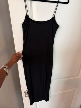 naked wardrobe Black Midi Slip Dress